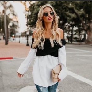 Black and white off the shoulder top